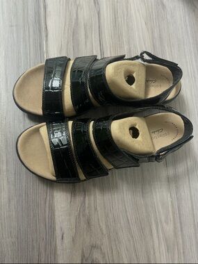 Clarks Black Adjustable Strap Sandals
